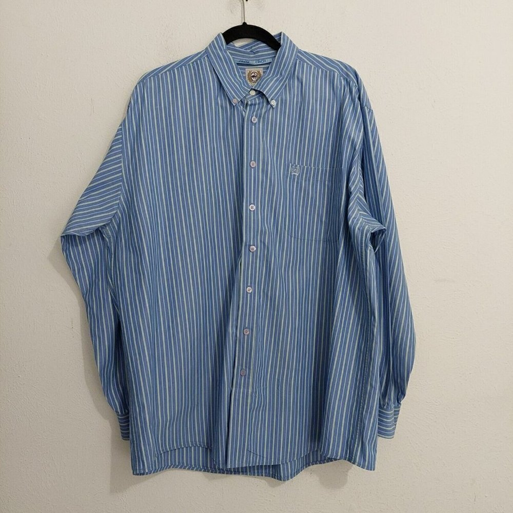 Cinch Western Wear Blue Striped Long Sleeve Button up Cowboy Rodeo Shirt Size XL